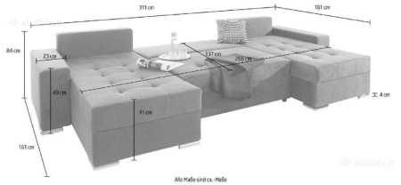 Мягкий уголок «Josy2» со спальной функцией и ящиком для постельного белья