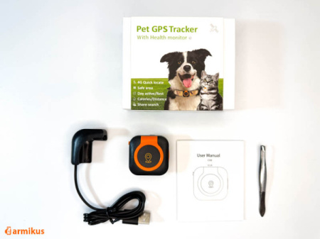 GPS suņu izsekotājs ar 4G SIM karti un neierobežotu attālumu. Melns.