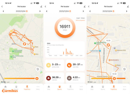 GPS suņu izsekotājs ar 4G SIM karti un neierobežotu attālumu. Melns.